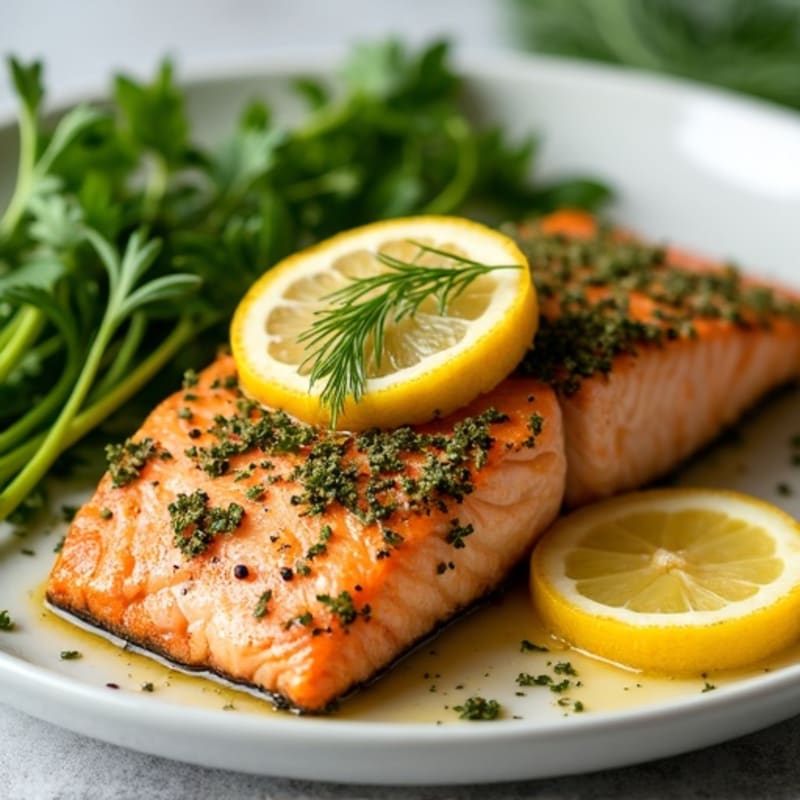 Herb-Crusted Pan Seared Salmon with Lemon