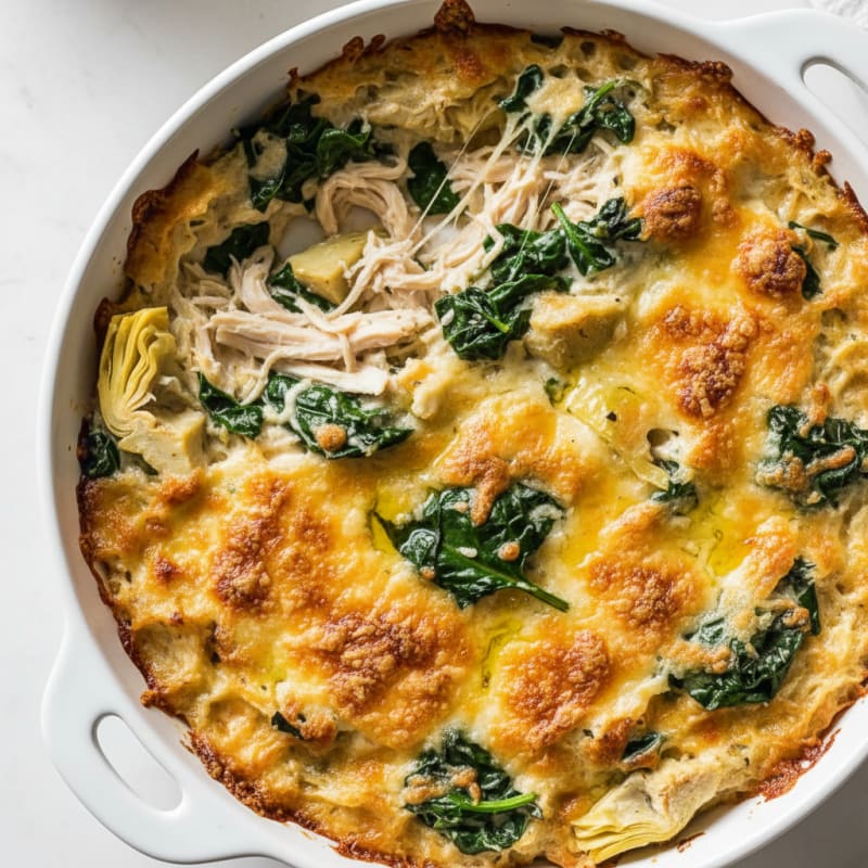 Creamy Spinach Artichoke Dip with Golden Crust