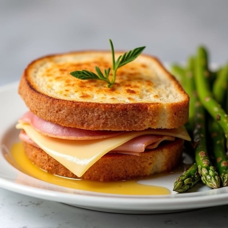 Lean Ham and Swiss Melt with Roasted Asparagus