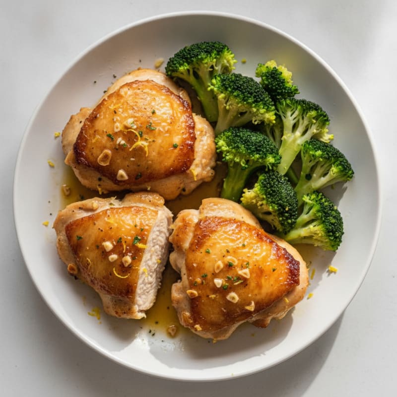 Roasted Chicken Thighs with Steamed Broccoli