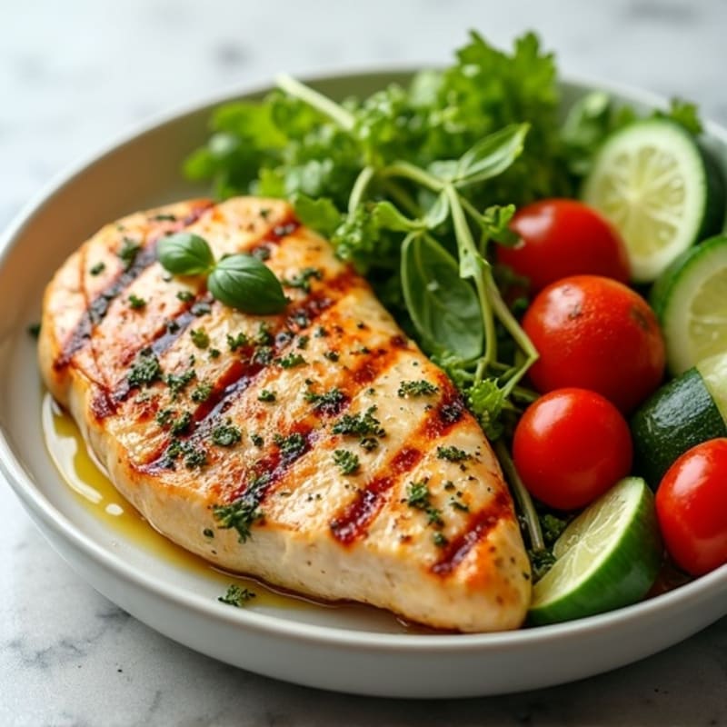 Herb-Citrus Grilled Chicken with Fresh Mediterranean Salad