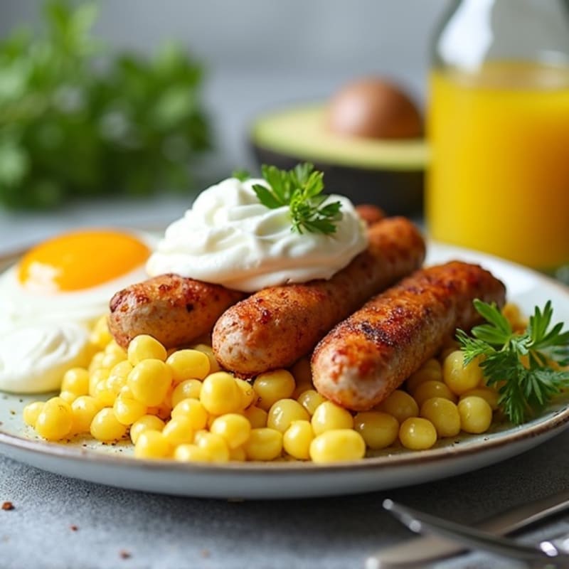 Crispy Turkey Sausage and Egg White Scramble with Greek Yogurt