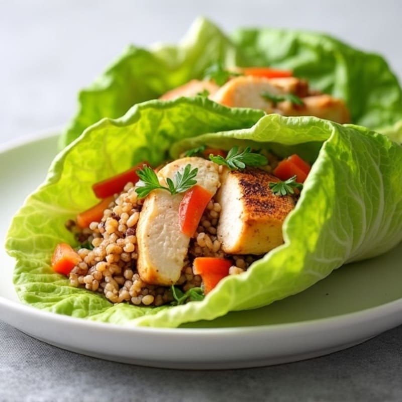 Grilled Chicken Lettuce Wraps with Brown Rice and Veggies