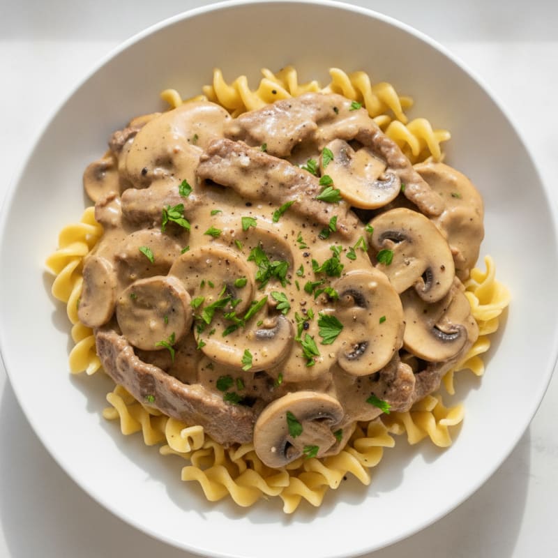 Classic Beef Stroganoff with Egg Noodles