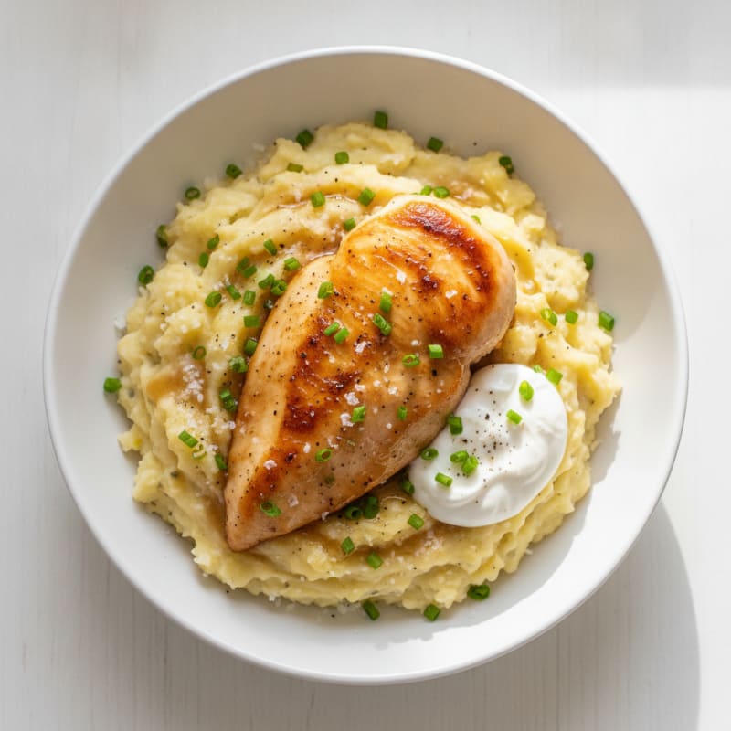 Garlic Parmesan Mashed Potato Protein Bowl