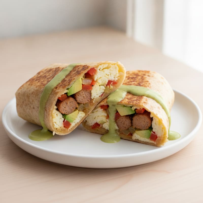 Crispy Turkey Sausage and Egg White Breakfast Burrito