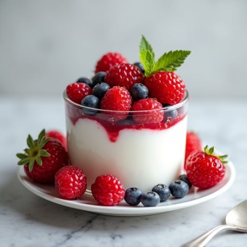 High-Protein Yogurt Parfait with Mixed Berries and Egg White Protein