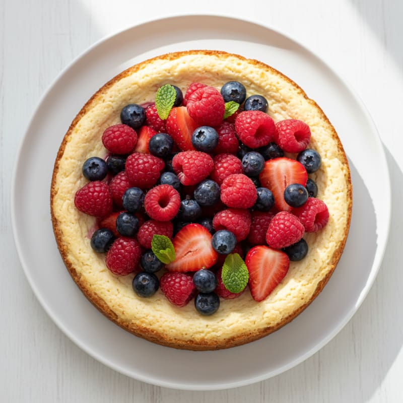 Greek Yogurt Protein Cheesecake with Mixed Berries