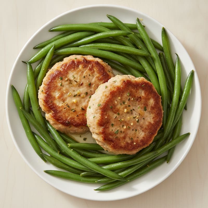 Seared Turkey Patties with Steamed Green Beans