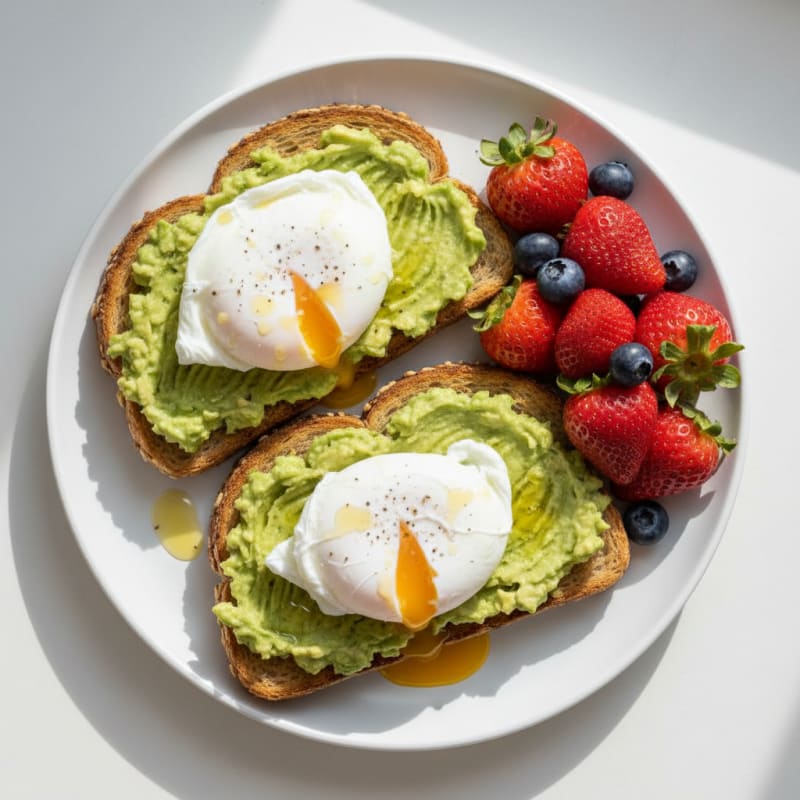 Egg and Avocado Toast with Fresh Berries