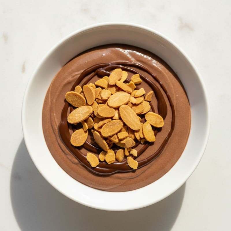 Silky Protein Chocolate Pudding with Toasted Almonds