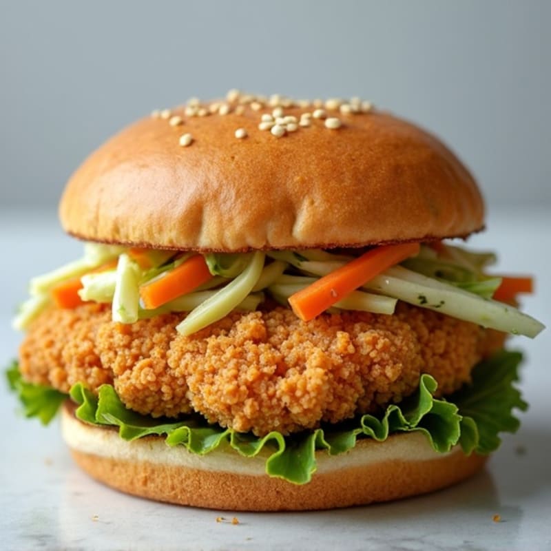 Crispy Air-Fried Chicken Sandwich with Fresh Slaw