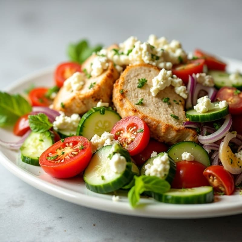 Chopped Vegetable Salad with Creamy Feta and Tangy Lemon Dressing