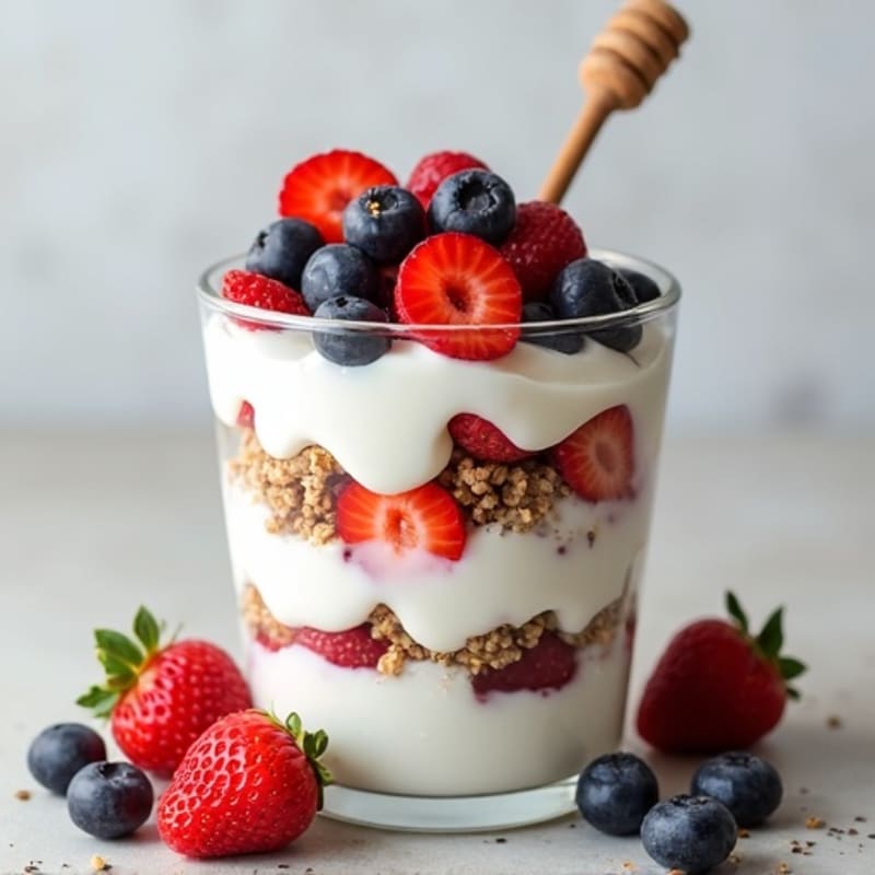 Creamy Greek Yogurt Parfait with Mixed Berries and Almonds