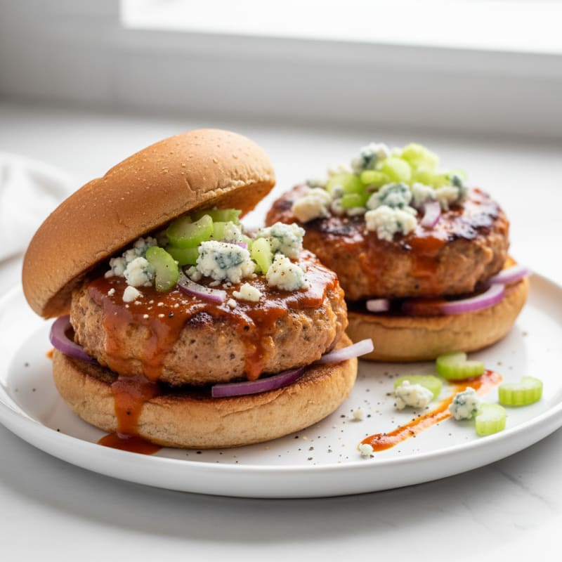 Crispy Buffalo Blue Cheese Burgers