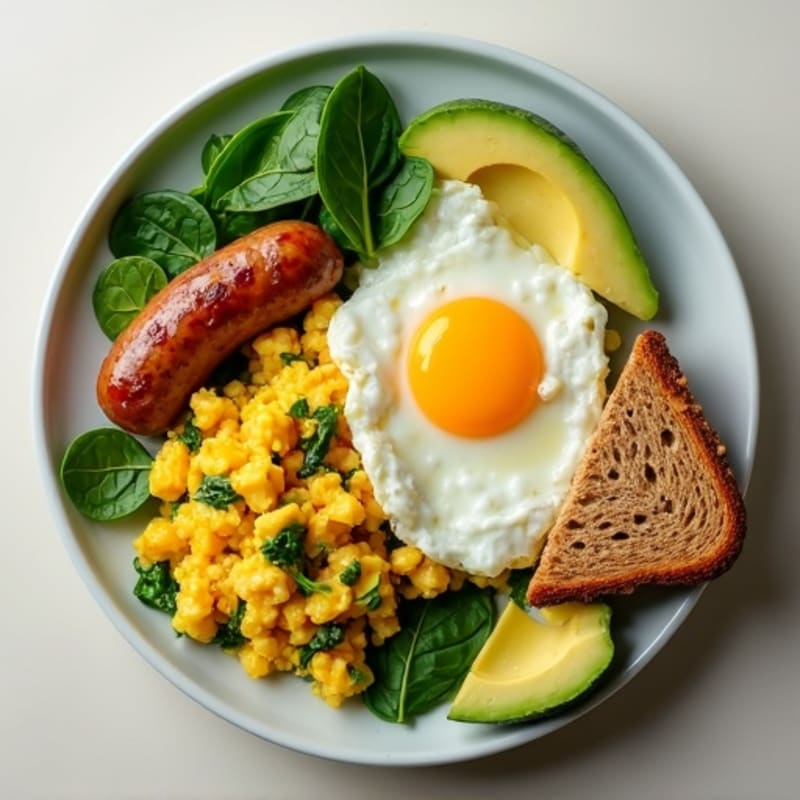 Egg White Scramble with Spinach and Turkey Sausage