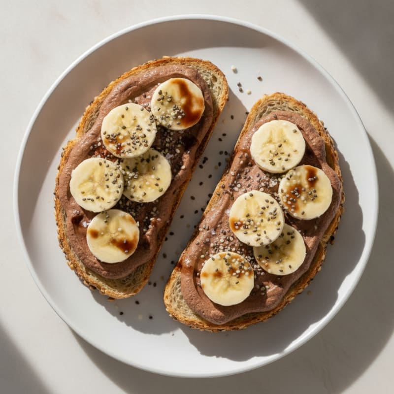Banana Cocoa Egg White Toast with Seeds