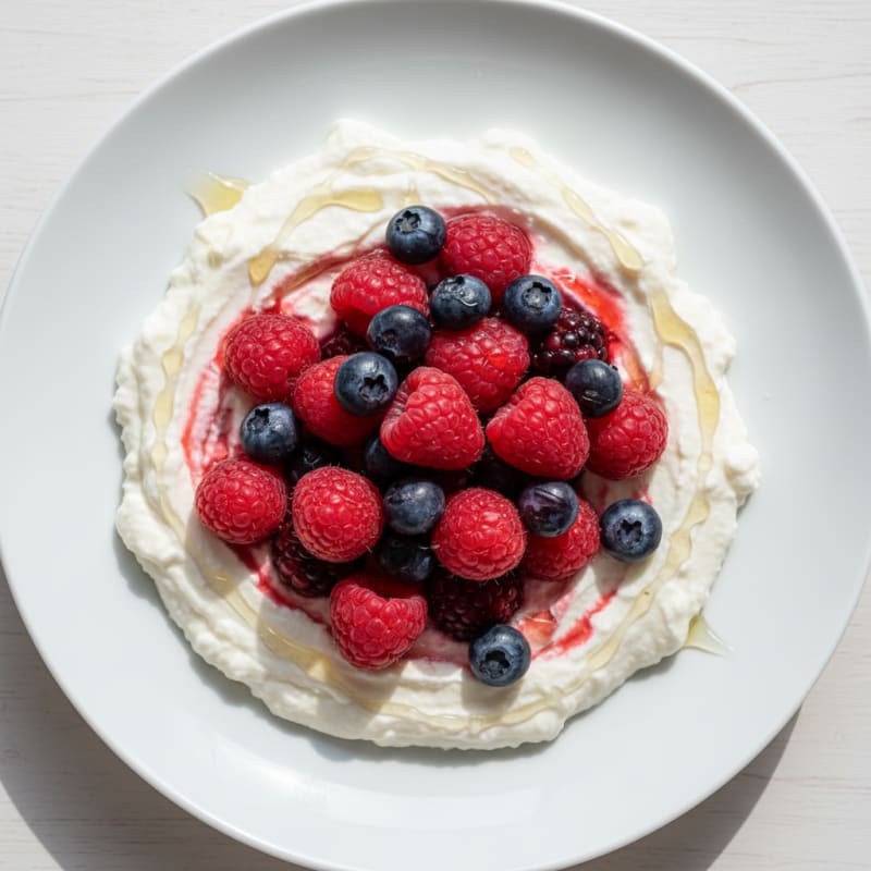 Silky Cottage Cheese Protein Pudding with Mixed Berries