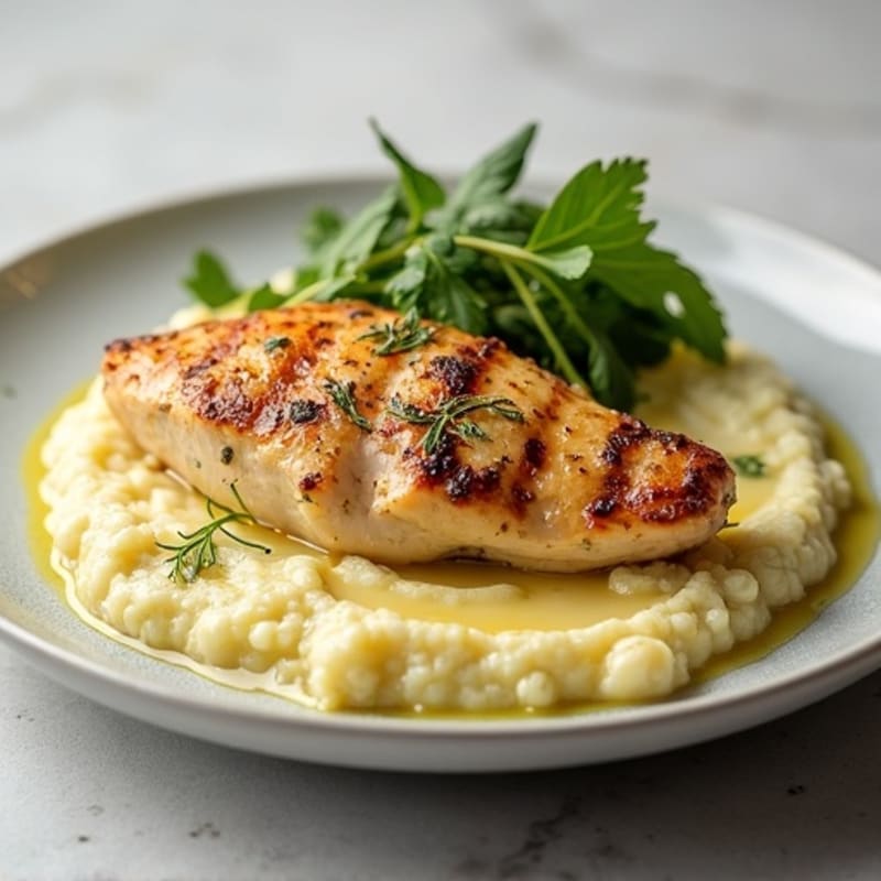Creamy Herb-Roasted Chicken with Garlic Mashed Cauliflower