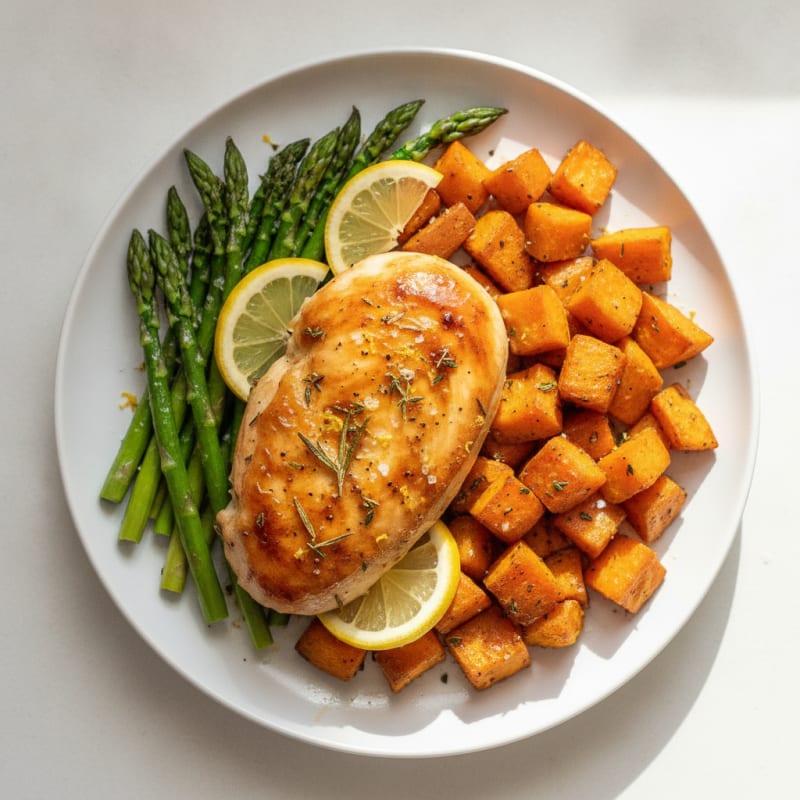 Lemon Herb Chicken with Roasted Sweet Potatoes