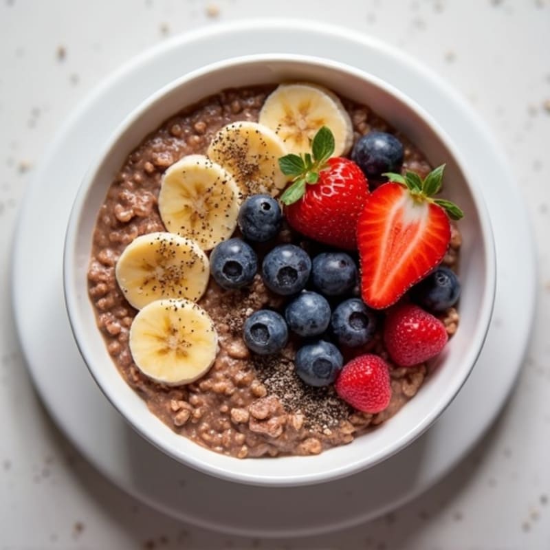 Creamy Chocolate Protein Oatmeal with Berries