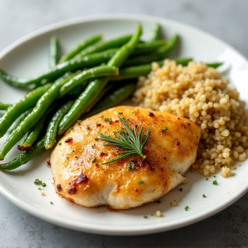 Lemon Garlic Roasted Chicken with Crispy Green Beans