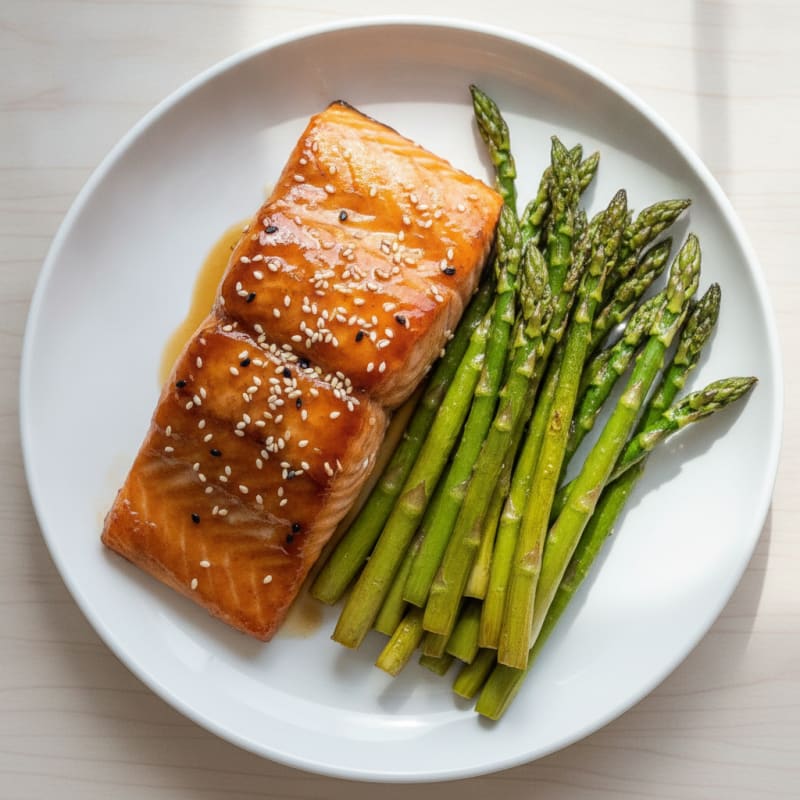 Pan-Seared Teriyaki Salmon with Roasted Asparagus