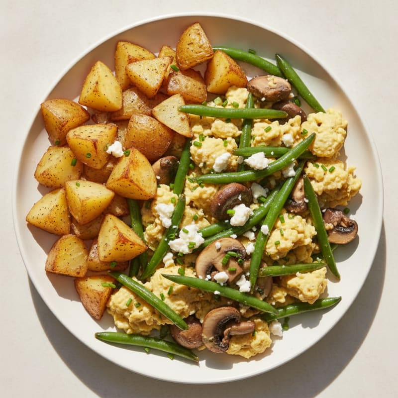 Farmhouse Scrambled Eggs with Roasted Vegetables