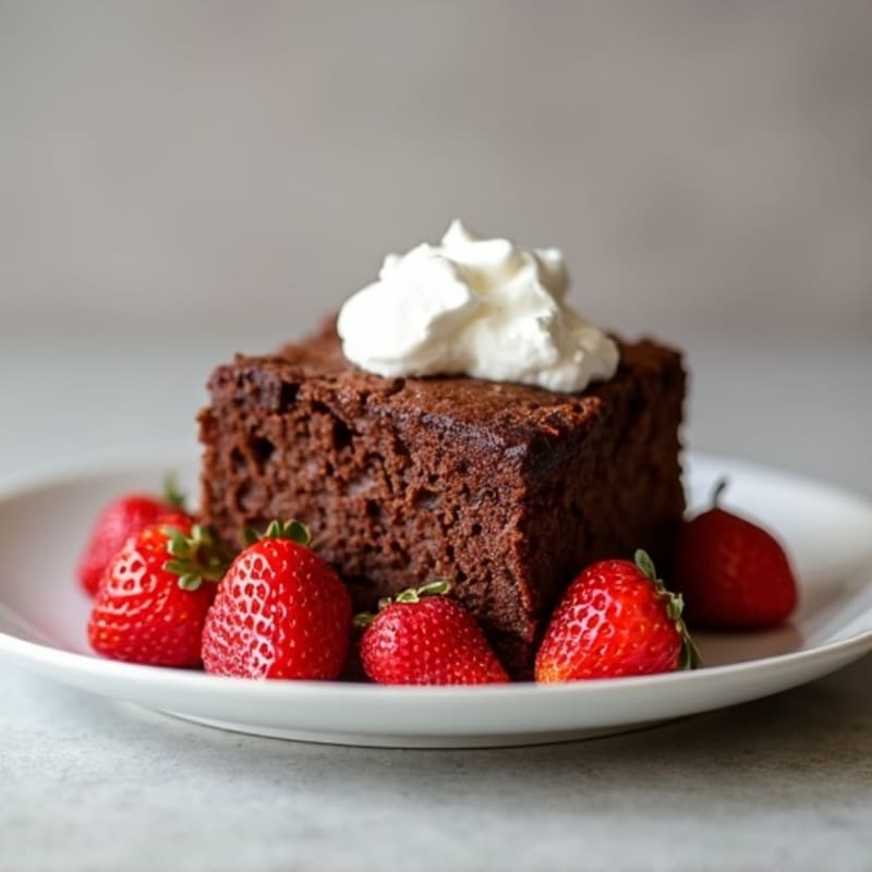 Protein Chocolate Bread Pudding with Fresh Strawberries