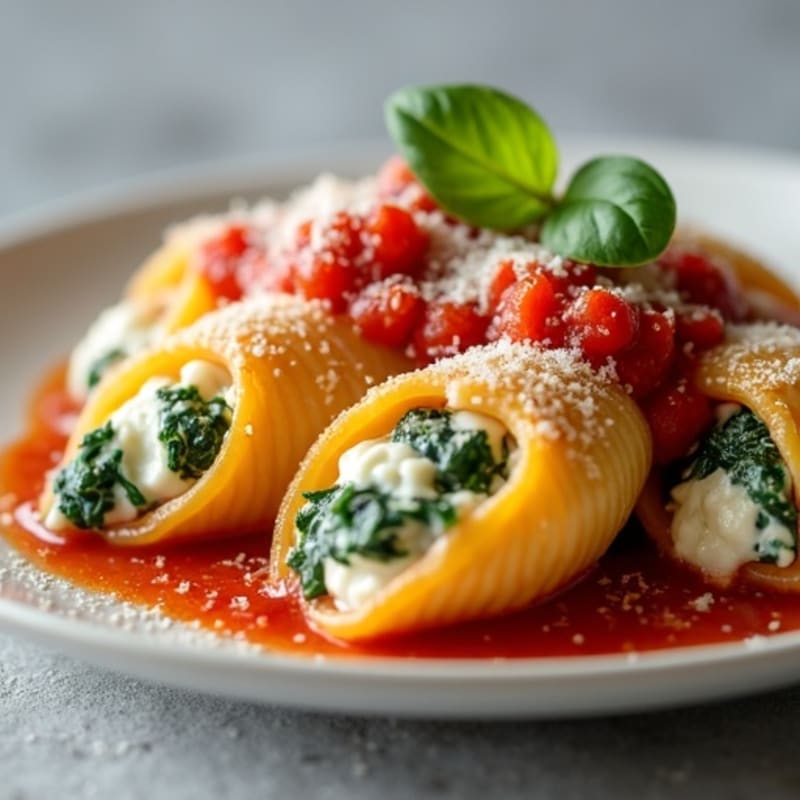 Creamy Spinach Ricotta Stuffed Whole Wheat Shells