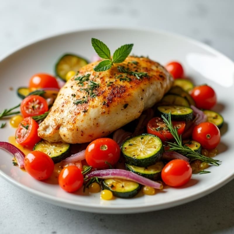 Herb-Roasted Chicken with Mediterranean Vegetables