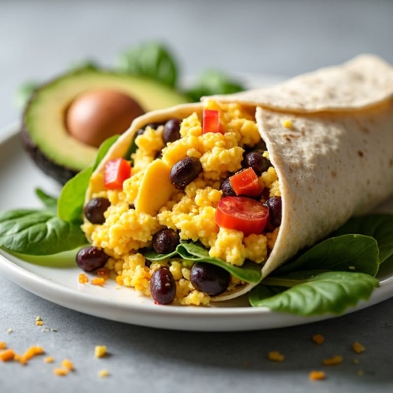 High-Protein Scrambled Egg and Black Bean Breakfast Burrito