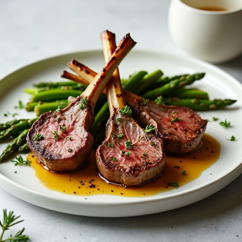 Grilled Herb Lamb Chops with Roasted Asparagus