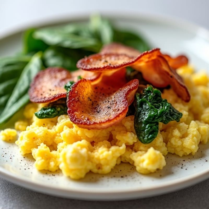 Scrambled Egg Whites with Spinach and Turkey Bacon