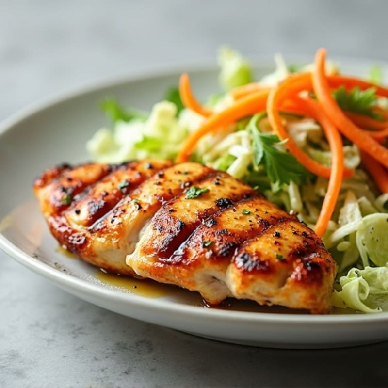 Grilled Chicken Breast with Crunchy Cabbage Slaw