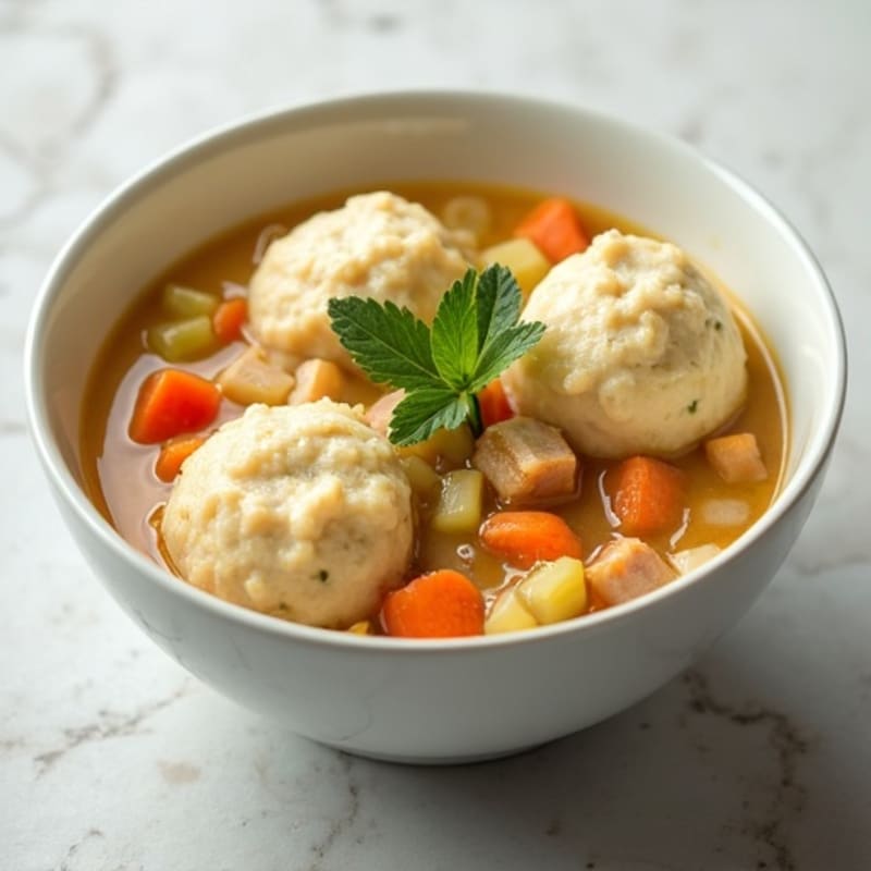 Creamy Chicken and Vegetable Stew with Fluffy Herbed Dumplings