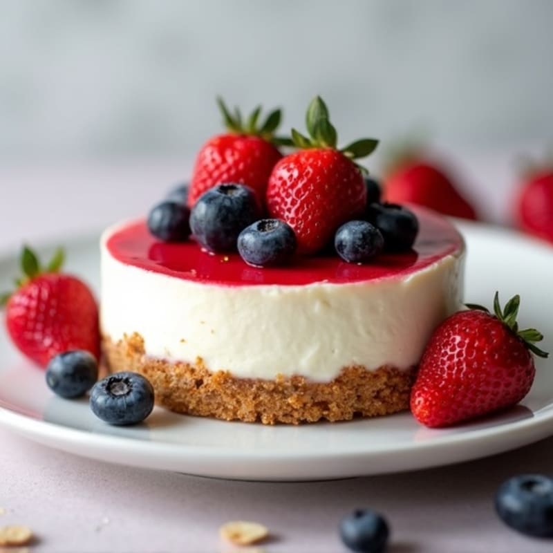 Greek Yogurt Protein Cheesecake with Fresh Berries