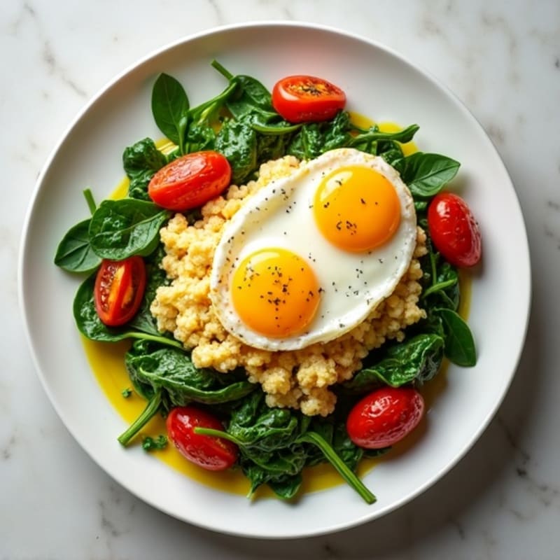 Egg White and Spinach Scramble with Roasted Tomatoes