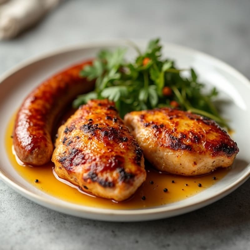 Pan-Seared Chicken Thighs with Juicy Turkey Sausage