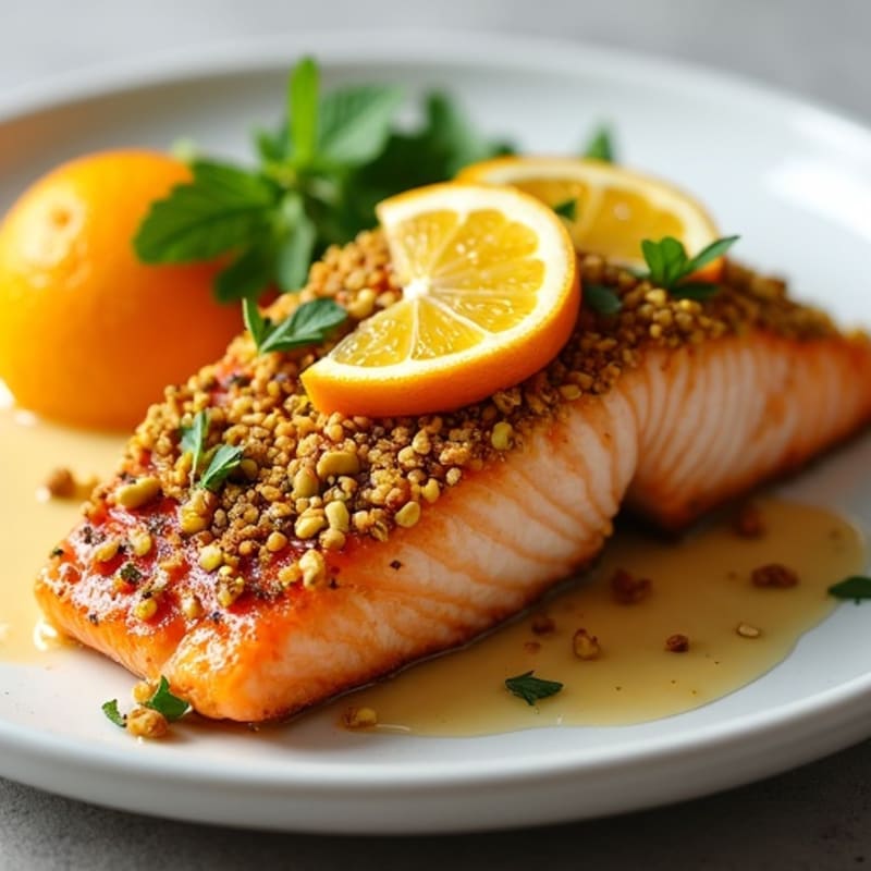 Crispy Pistachio-Crusted Salmon with Citrus-Ginger Glaze