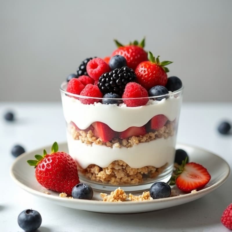 Creamy Greek Yogurt Parfait with Mixed Berries and Protein Granola
