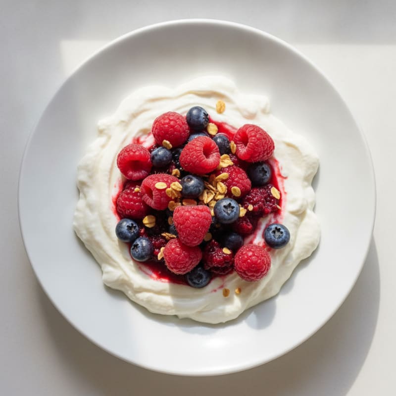 Silky Greek Yogurt Protein Pudding with Mixed Berries