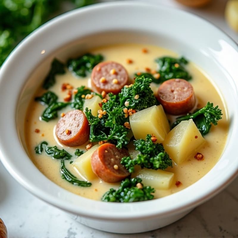 Healthy Creamy Sausage and Kale Potato Soup