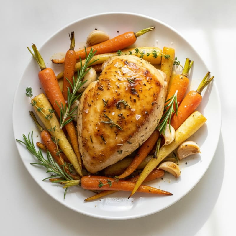 Garlic Herb Roasted Chicken with Root Vegetables
