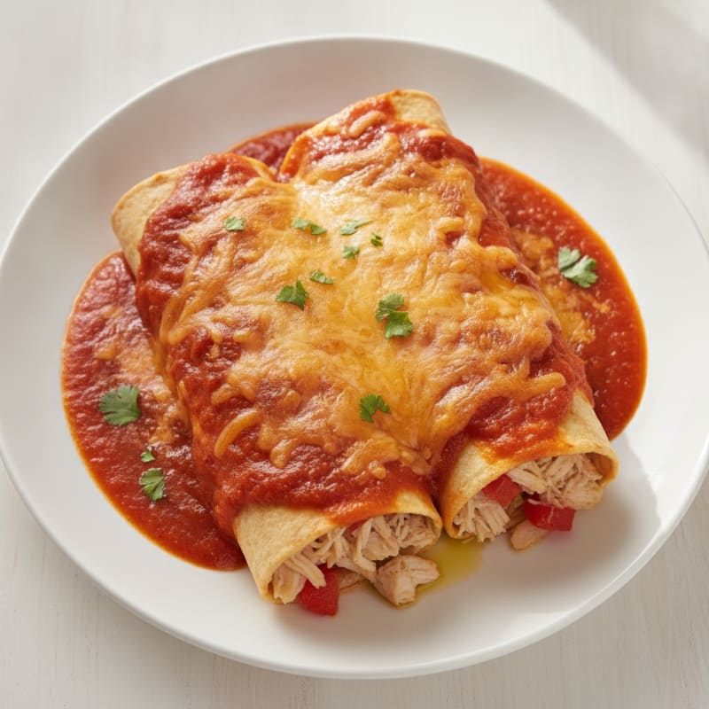 Chicken Enchiladas with Red Chili Sauce