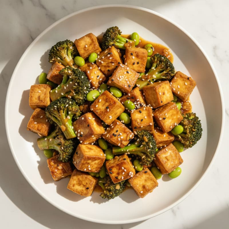 Sesame Tofu and Broccoli Stir-Fry