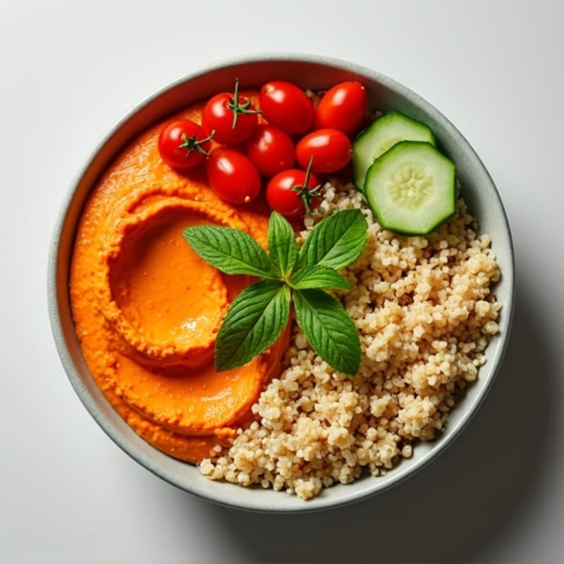 Creamy Roasted Red Pepper Hummus Bowl