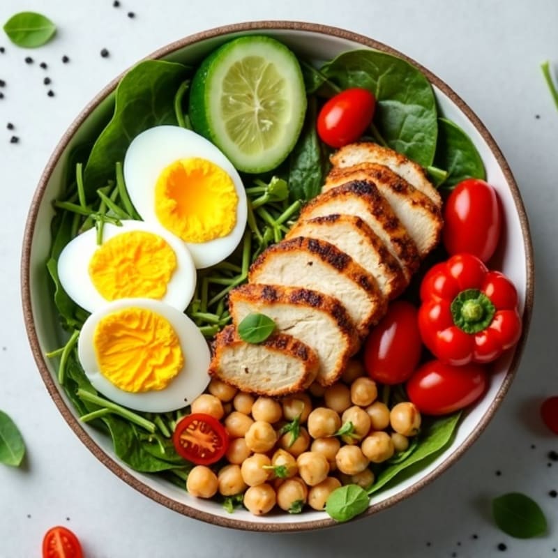 Hard-Boiled Egg and Fresh Vegetable Power Bowl