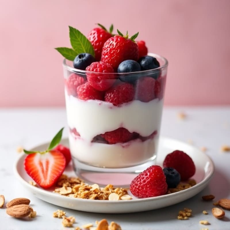 Greek Yogurt Parfait with Mixed Berries and Toasted Almonds
