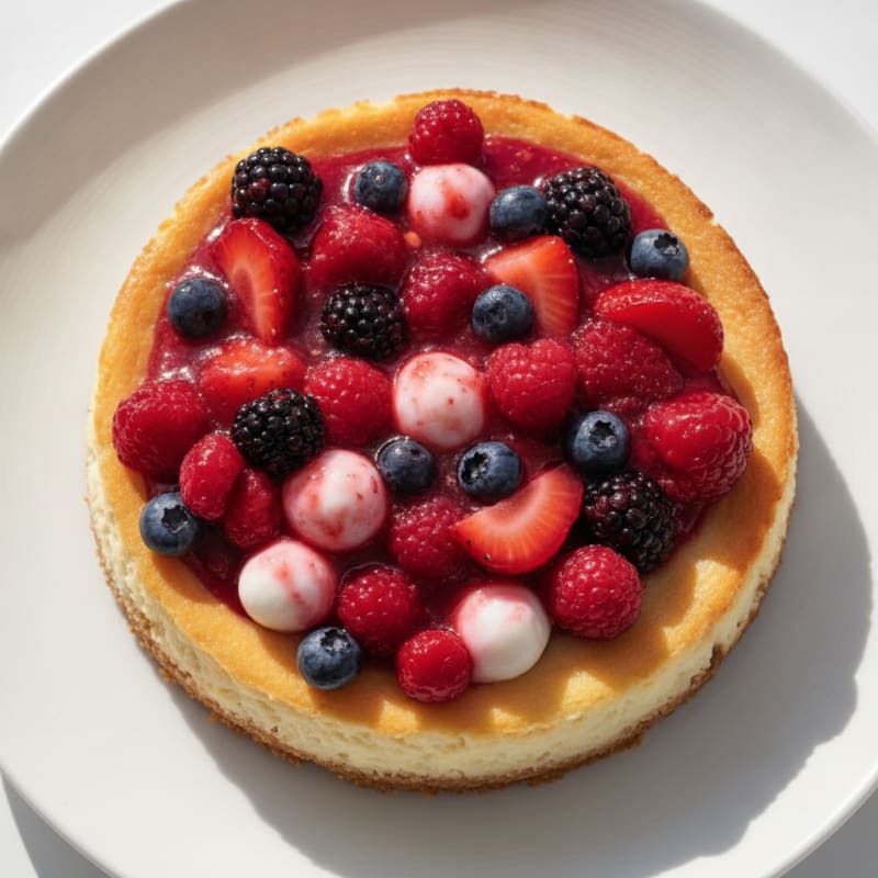 Greek Yogurt Protein Cheesecake with Mixed Berries